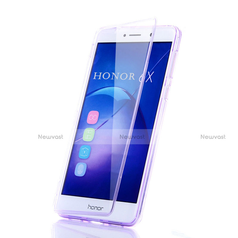Soft Transparent Flip Case for Huawei Honor 6X Purple