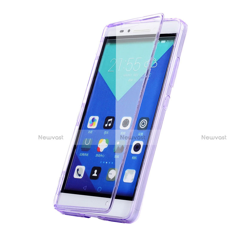 Soft Transparent Flip Case for Huawei Honor 7 Purple