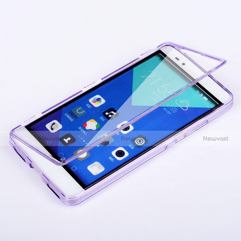 Soft Transparent Flip Case for Huawei Honor 7 Purple