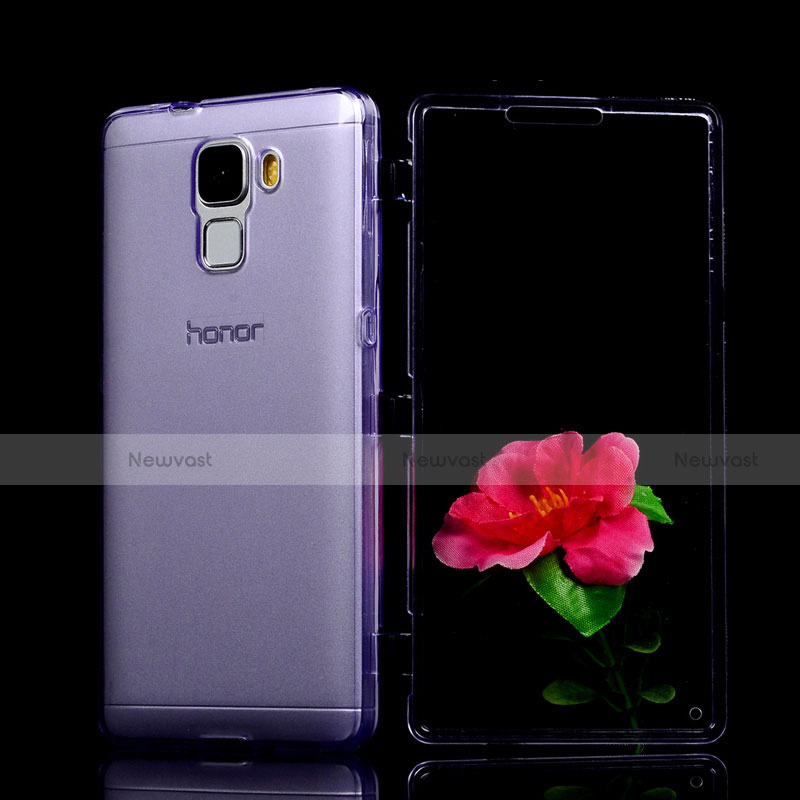 Soft Transparent Flip Case for Huawei Honor 7 Purple