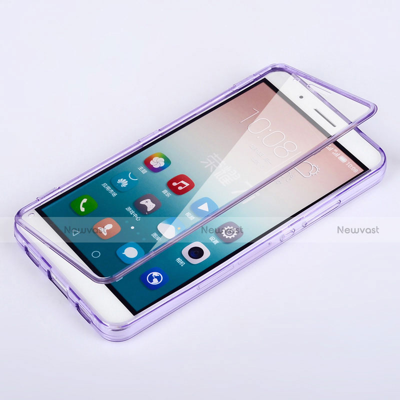 Soft Transparent Flip Case for Huawei Honor 7i shot X Purple
