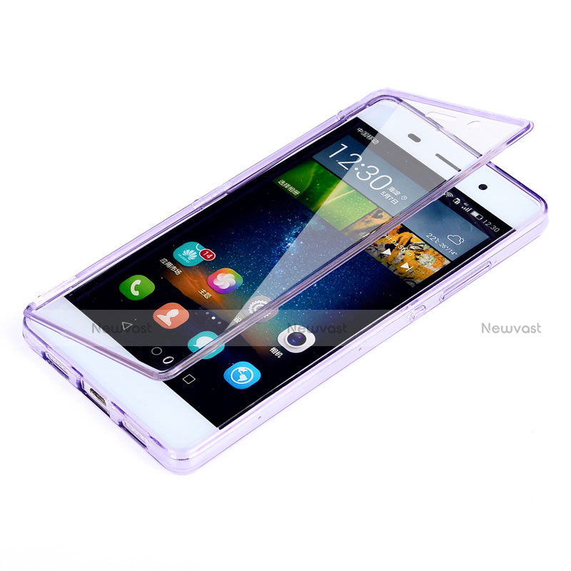 Soft Transparent Flip Case for Huawei P8 Lite Purple