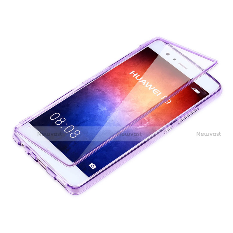 Soft Transparent Flip Case for Huawei P9 Purple