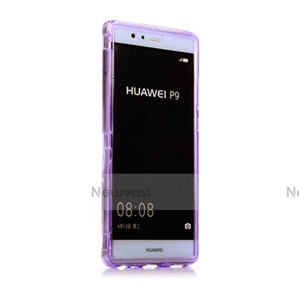 Soft Transparent Flip Case for Huawei P9 Purple