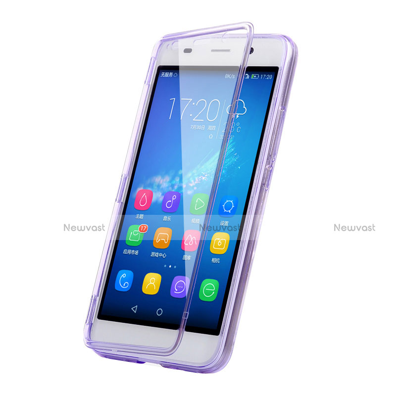 Soft Transparent Flip Case for Huawei Y6 Purple