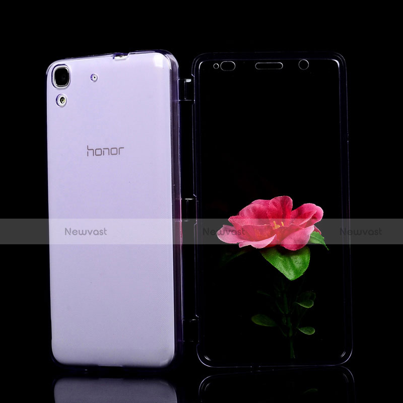 Soft Transparent Flip Case for Huawei Y6 Purple