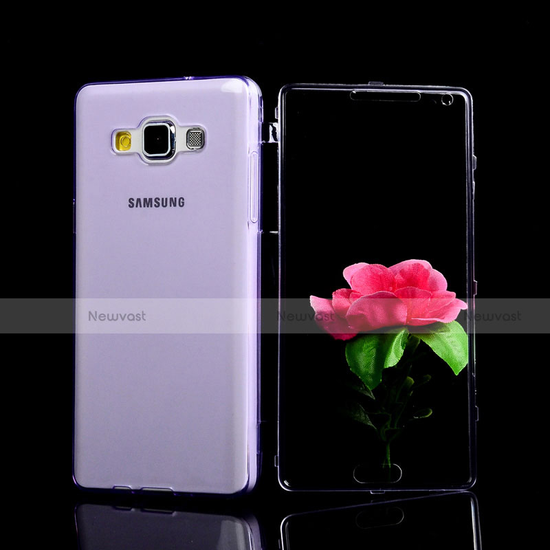 Soft Transparent Flip Case for Samsung Galaxy A5 Duos SM-500F Purple