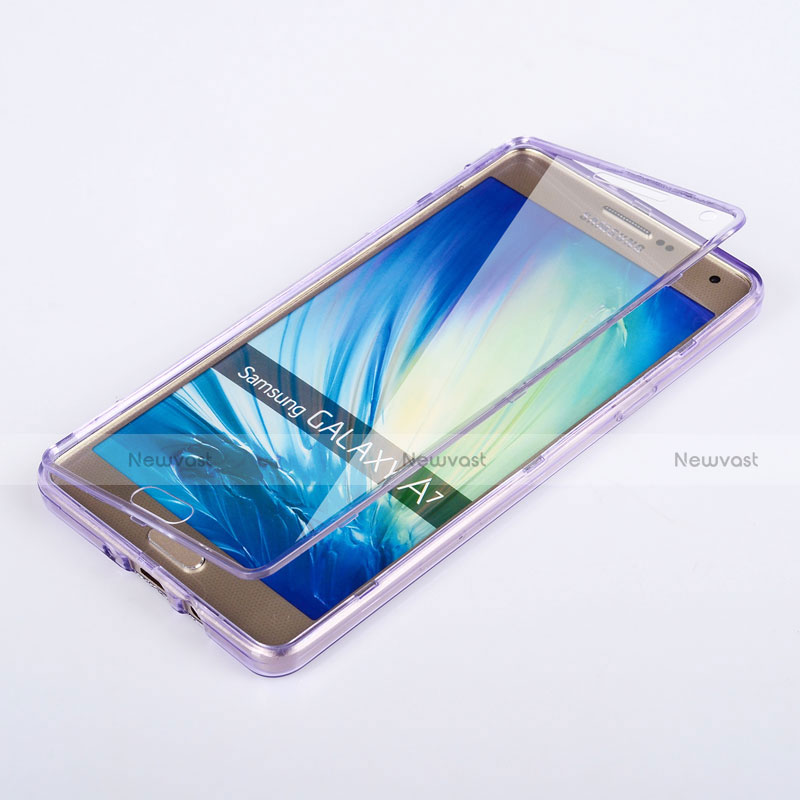 Soft Transparent Flip Case for Samsung Galaxy A7 SM-A700 Purple