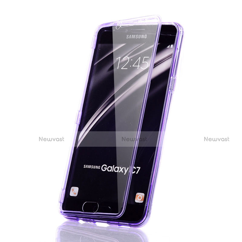 Soft Transparent Flip Case for Samsung Galaxy C7 SM-C7000 Purple
