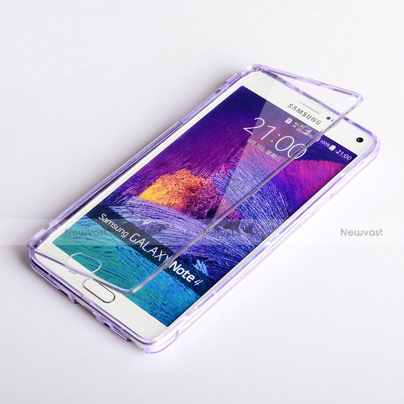 Soft Transparent Flip Case for Samsung Galaxy Note 4 Duos N9100 Dual SIM Purple