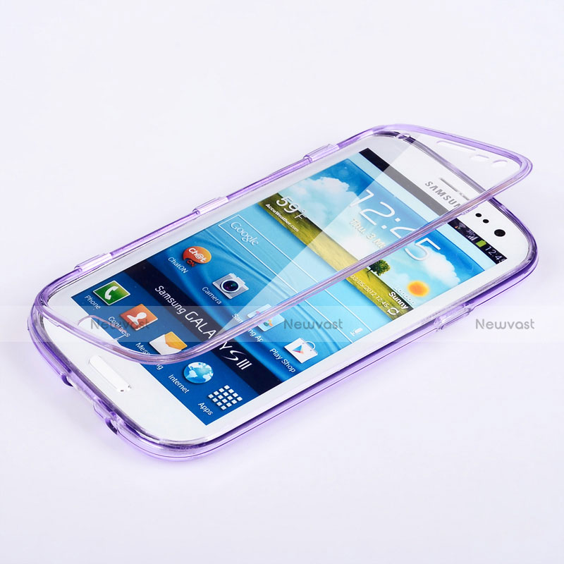 Soft Transparent Flip Case for Samsung Galaxy S3 i9300 Purple