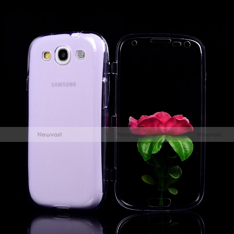 Soft Transparent Flip Case for Samsung Galaxy S3 III i9305 Neo Purple