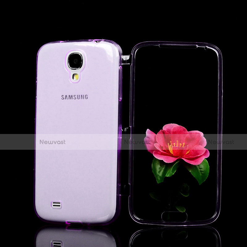 Soft Transparent Flip Case for Samsung Galaxy S4 IV Advance i9500 Purple