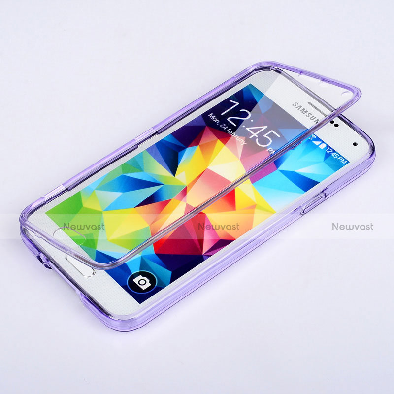 Soft Transparent Flip Case for Samsung Galaxy S5 Duos Plus Purple