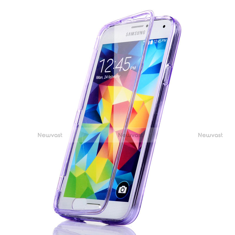 Soft Transparent Flip Case for Samsung Galaxy S5 Duos Plus Purple