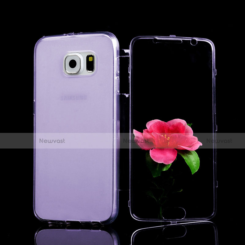 Soft Transparent Flip Case for Samsung Galaxy S6 Duos SM-G920F G9200 Purple