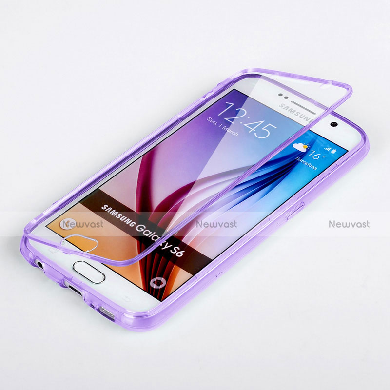 Soft Transparent Flip Case for Samsung Galaxy S6 SM-G920 Purple