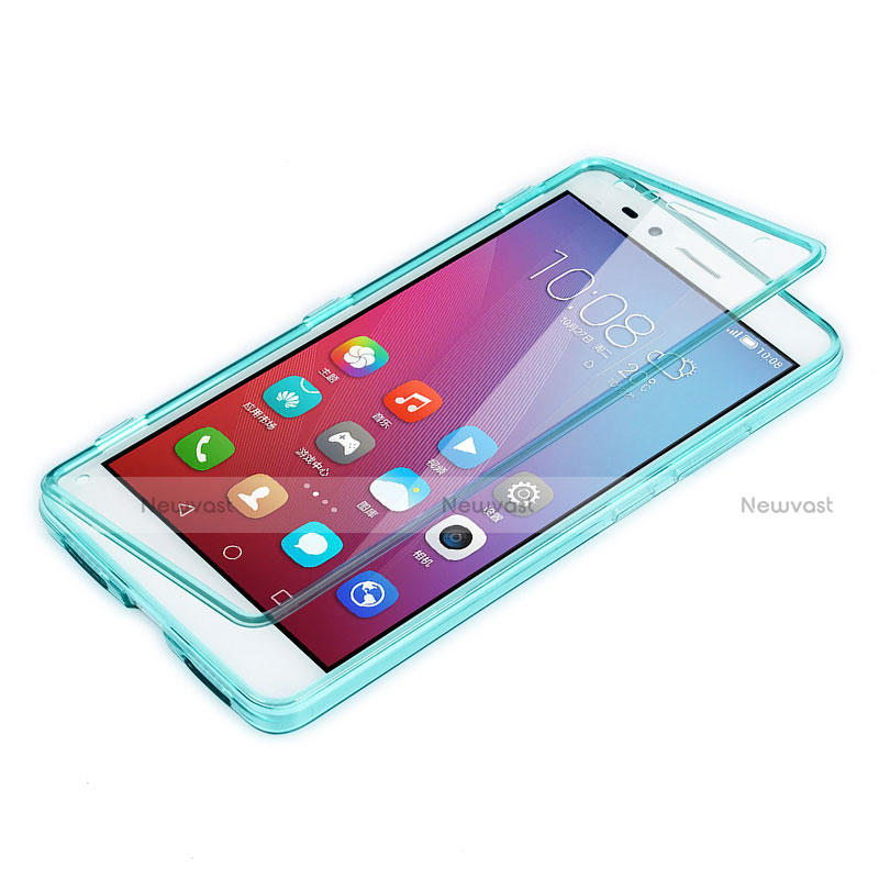 Soft Transparent Flip Cover for Huawei GR5 Sky Blue