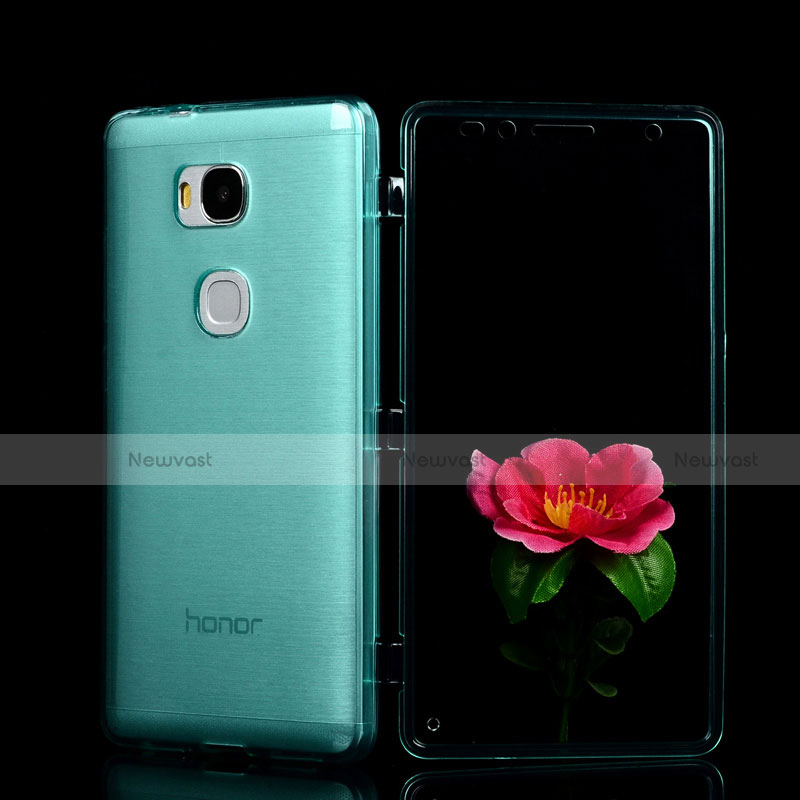 Soft Transparent Flip Cover for Huawei GR5 Sky Blue