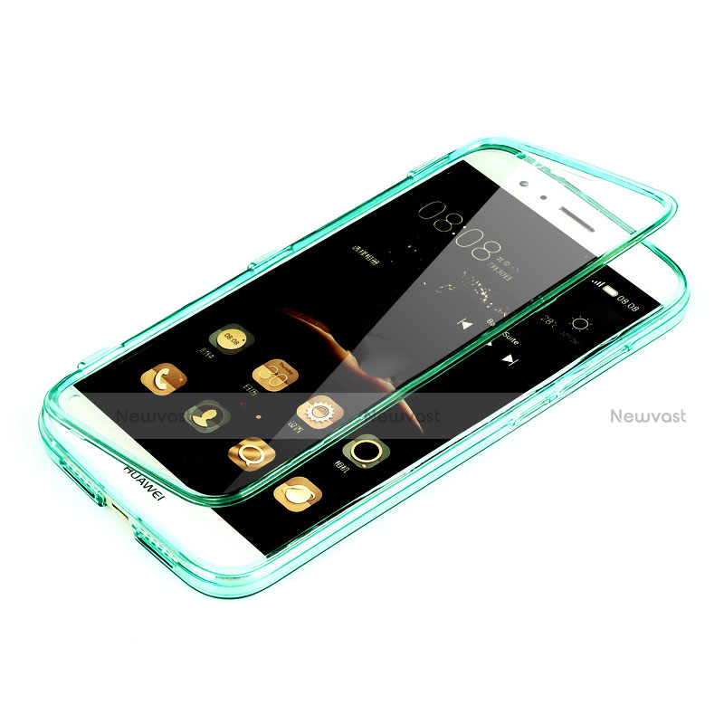 Soft Transparent Flip Cover for Huawei GX8 Green