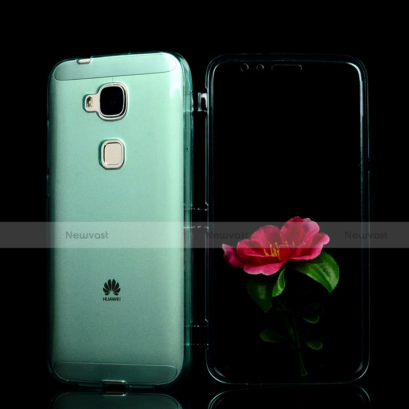 Soft Transparent Flip Cover for Huawei GX8 Green