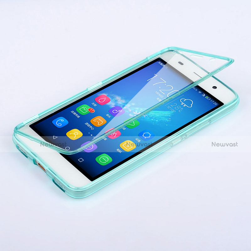 Soft Transparent Flip Cover for Huawei Honor 4A Blue