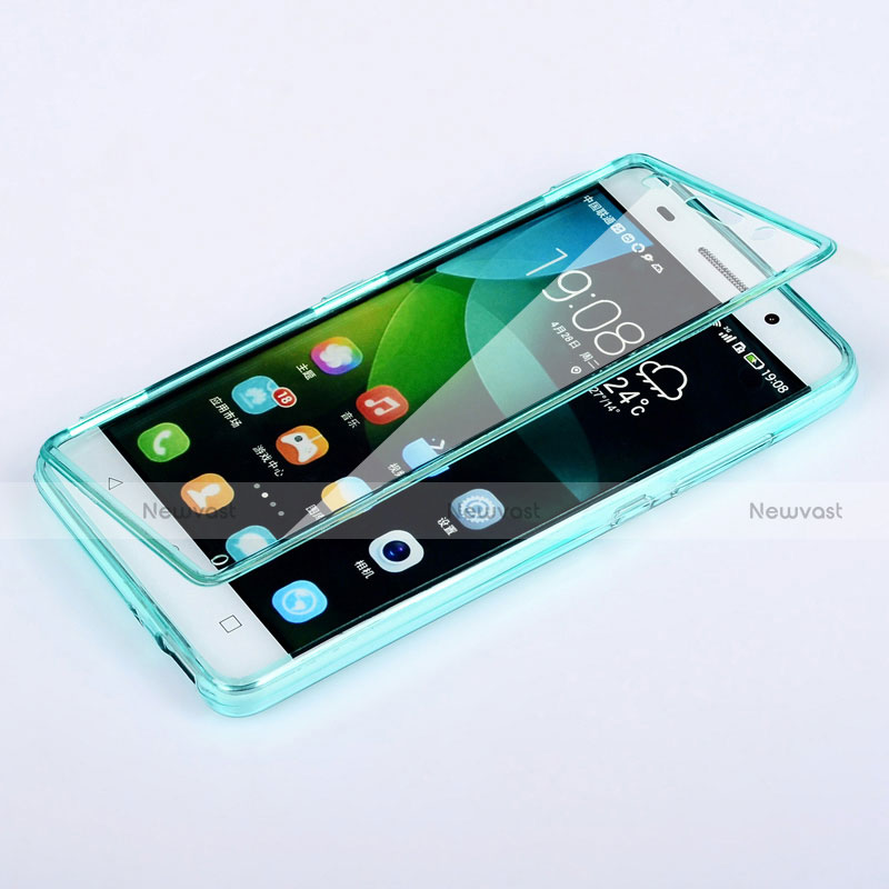 Soft Transparent Flip Cover for Huawei Honor 4C Sky Blue