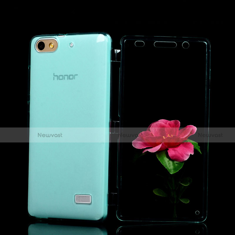 Soft Transparent Flip Cover for Huawei Honor 4C Sky Blue