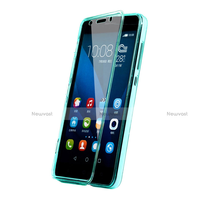 Soft Transparent Flip Cover for Huawei Honor 4X Sky Blue