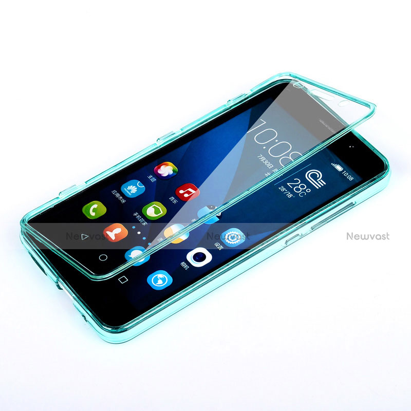 Soft Transparent Flip Cover for Huawei Honor 4X Sky Blue