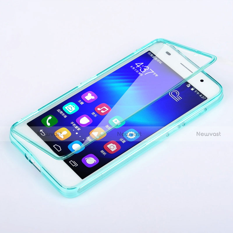 Soft Transparent Flip Cover for Huawei Honor 6 Sky Blue