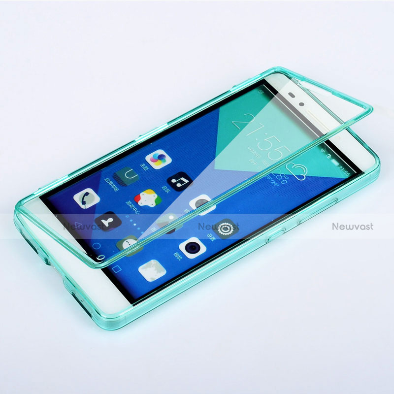 Soft Transparent Flip Cover for Huawei Honor 7 Sky Blue