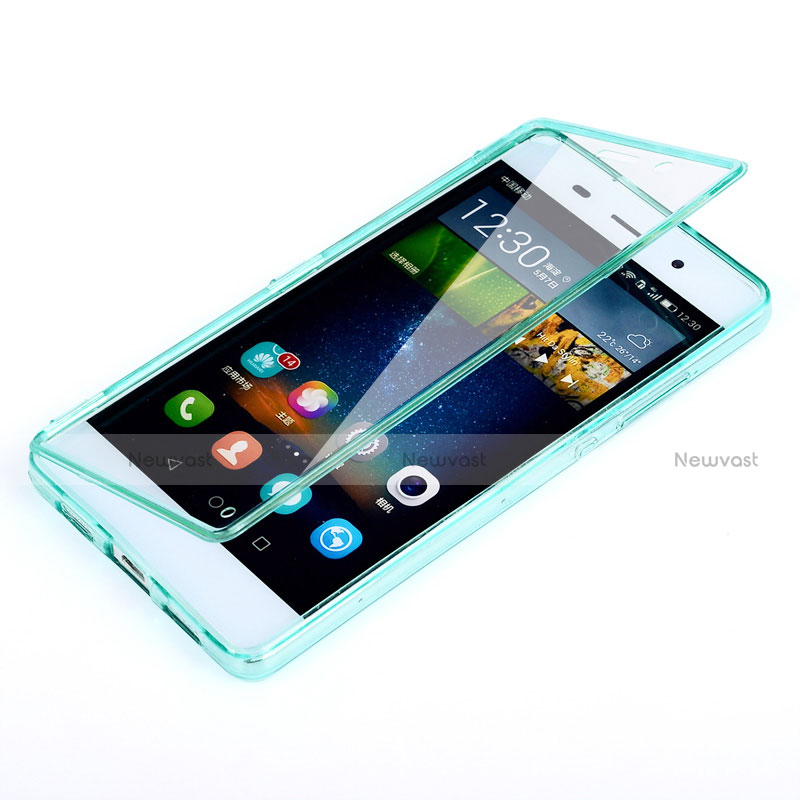 Soft Transparent Flip Cover for Huawei P8 Lite Sky Blue
