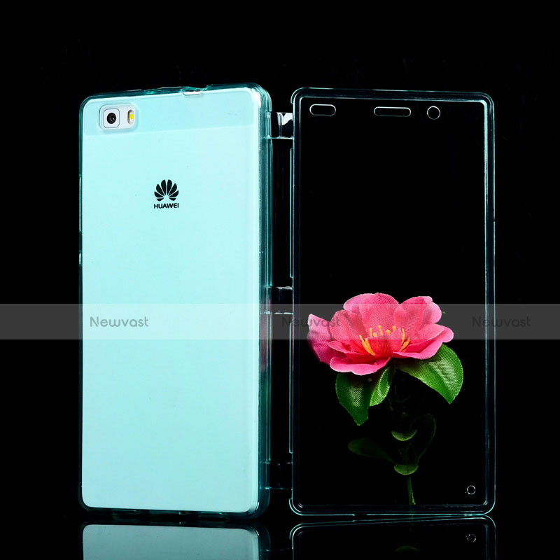 Soft Transparent Flip Cover for Huawei P8 Lite Sky Blue
