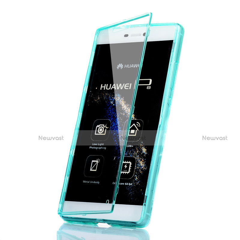 Soft Transparent Flip Cover for Huawei P8 Sky Blue