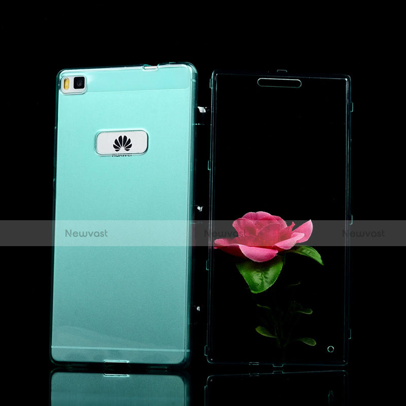 Soft Transparent Flip Cover for Huawei P8 Sky Blue