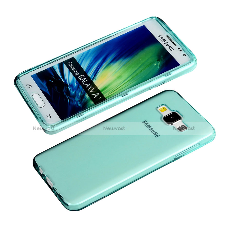Soft Transparent Flip Cover for Samsung Galaxy A3 Duos SM-A300F Blue