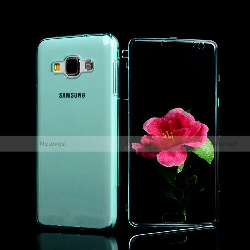 Soft Transparent Flip Cover for Samsung Galaxy A3 Duos SM-A300F Blue