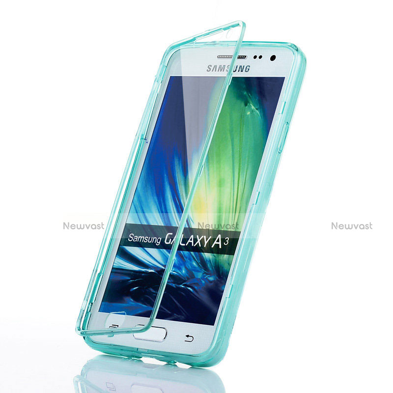 Soft Transparent Flip Cover for Samsung Galaxy A3 SM-300F Blue
