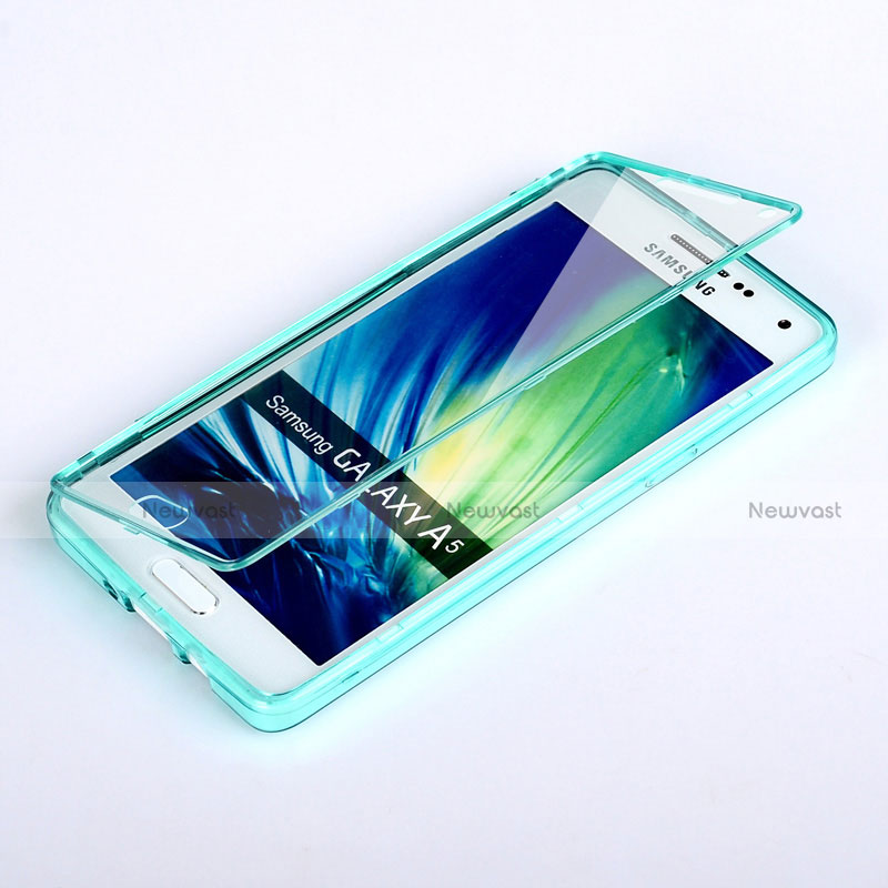 Soft Transparent Flip Cover for Samsung Galaxy A5 Duos SM-500F Sky Blue