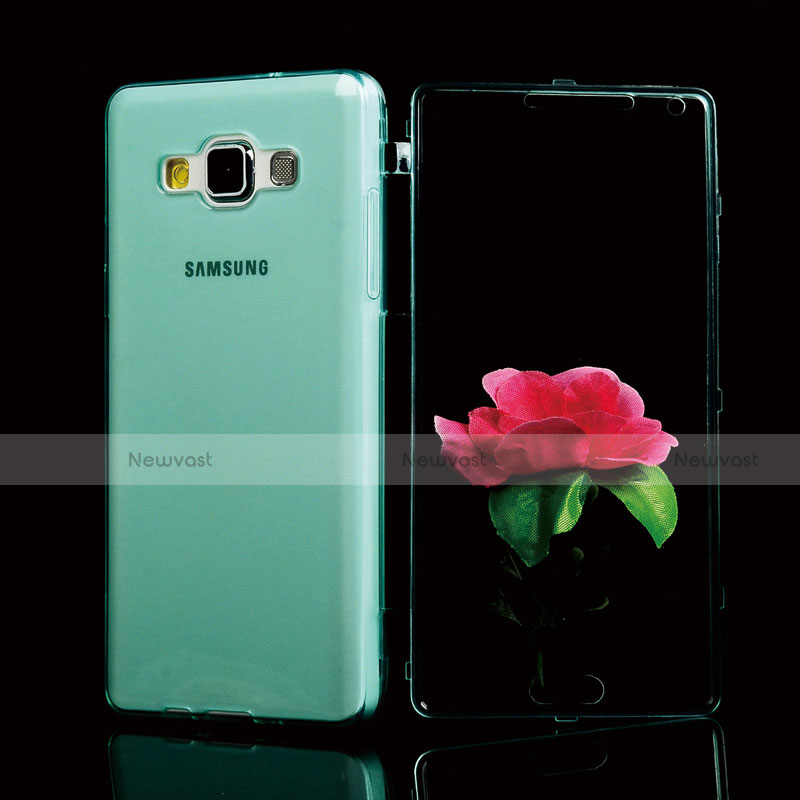 Soft Transparent Flip Cover for Samsung Galaxy A5 Duos SM-500F Sky Blue