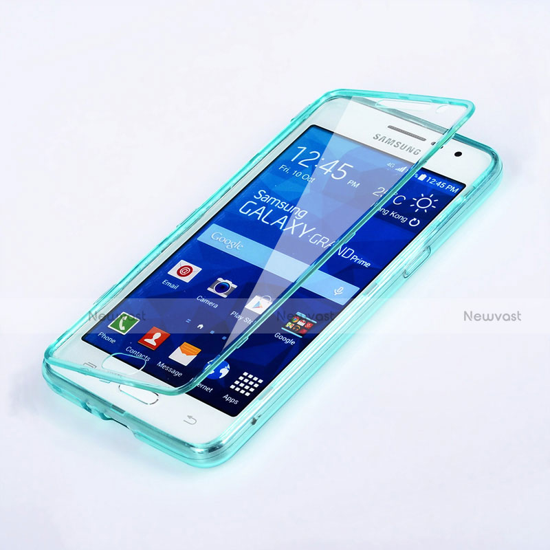 Soft Transparent Flip Cover for Samsung Galaxy Grand Prime 4G G531F Duos TV Sky Blue
