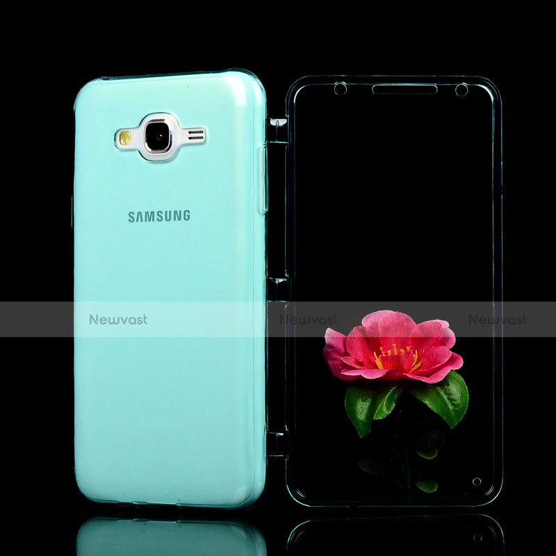 Soft Transparent Flip Cover for Samsung Galaxy J7 SM-J700F J700H Sky Blue