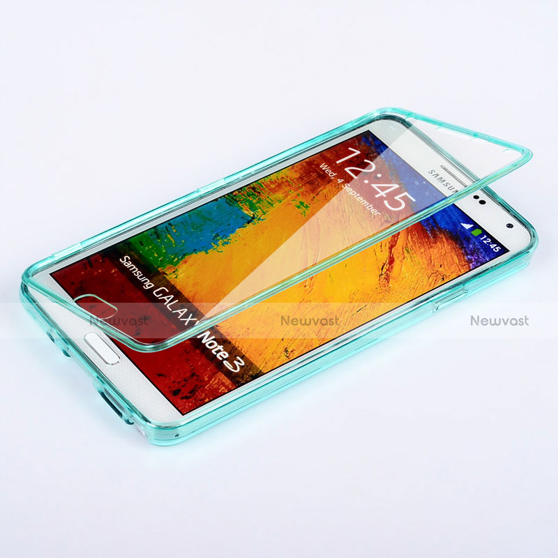Soft Transparent Flip Cover for Samsung Galaxy Note 3 N9000 Sky Blue