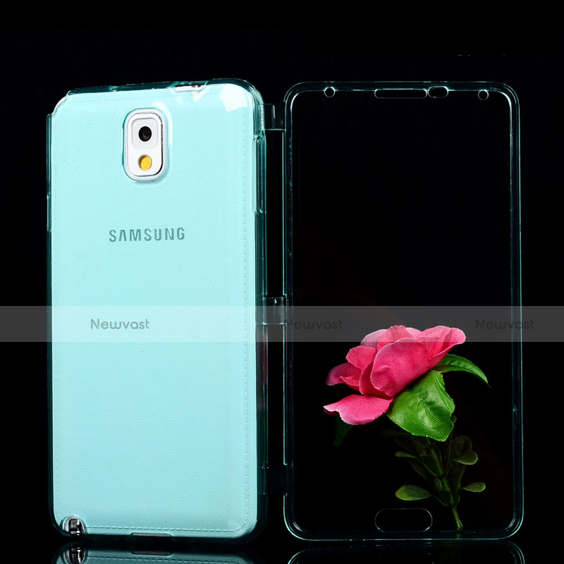 Soft Transparent Flip Cover for Samsung Galaxy Note 3 N9000 Sky Blue