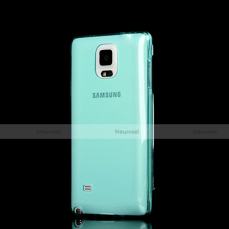 Soft Transparent Flip Cover for Samsung Galaxy Note 4 Duos N9100 Dual SIM Sky Blue