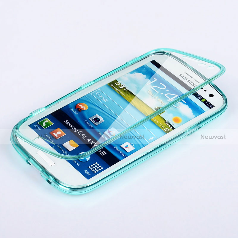 Soft Transparent Flip Cover for Samsung Galaxy S3 4G i9305 Sky Blue