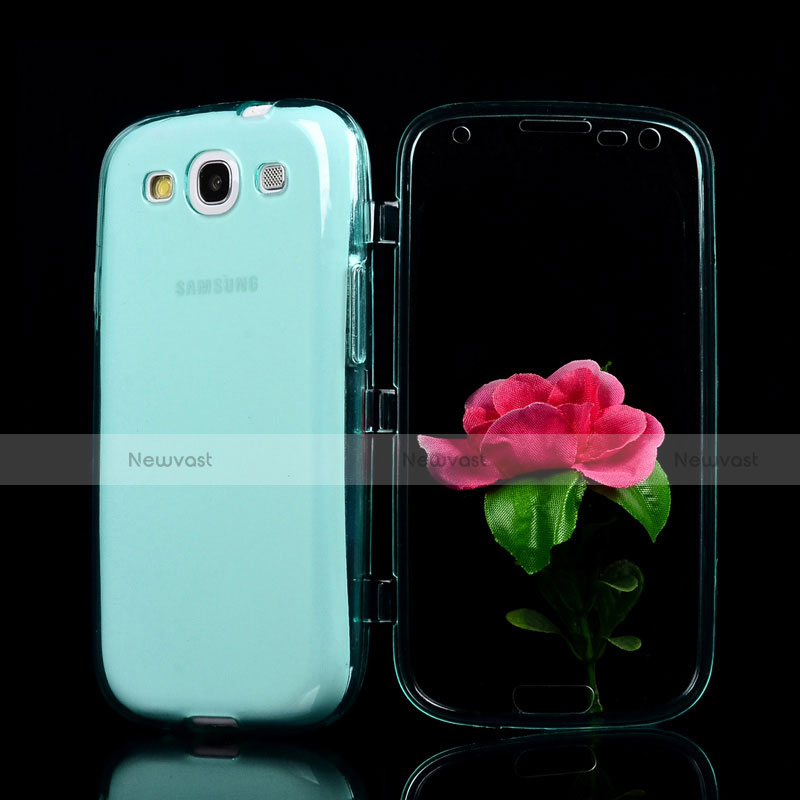 Soft Transparent Flip Cover for Samsung Galaxy S3 4G i9305 Sky Blue