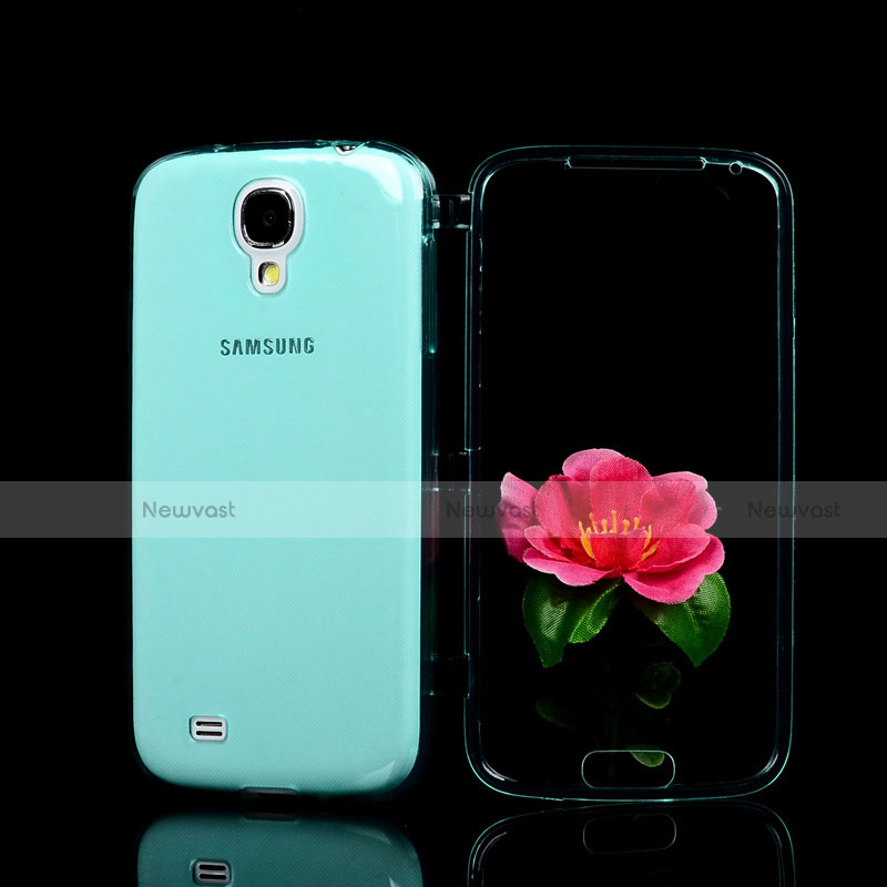 Soft Transparent Flip Cover for Samsung Galaxy S4 i9500 i9505 Sky Blue