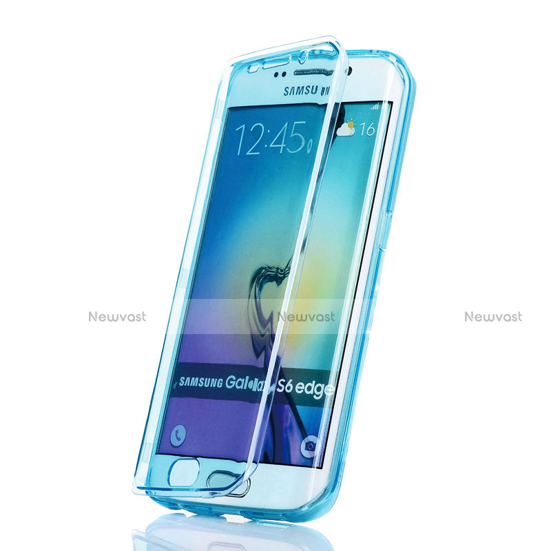 Soft Transparent Flip Cover for Samsung Galaxy S6 Edge SM-G925 Blue